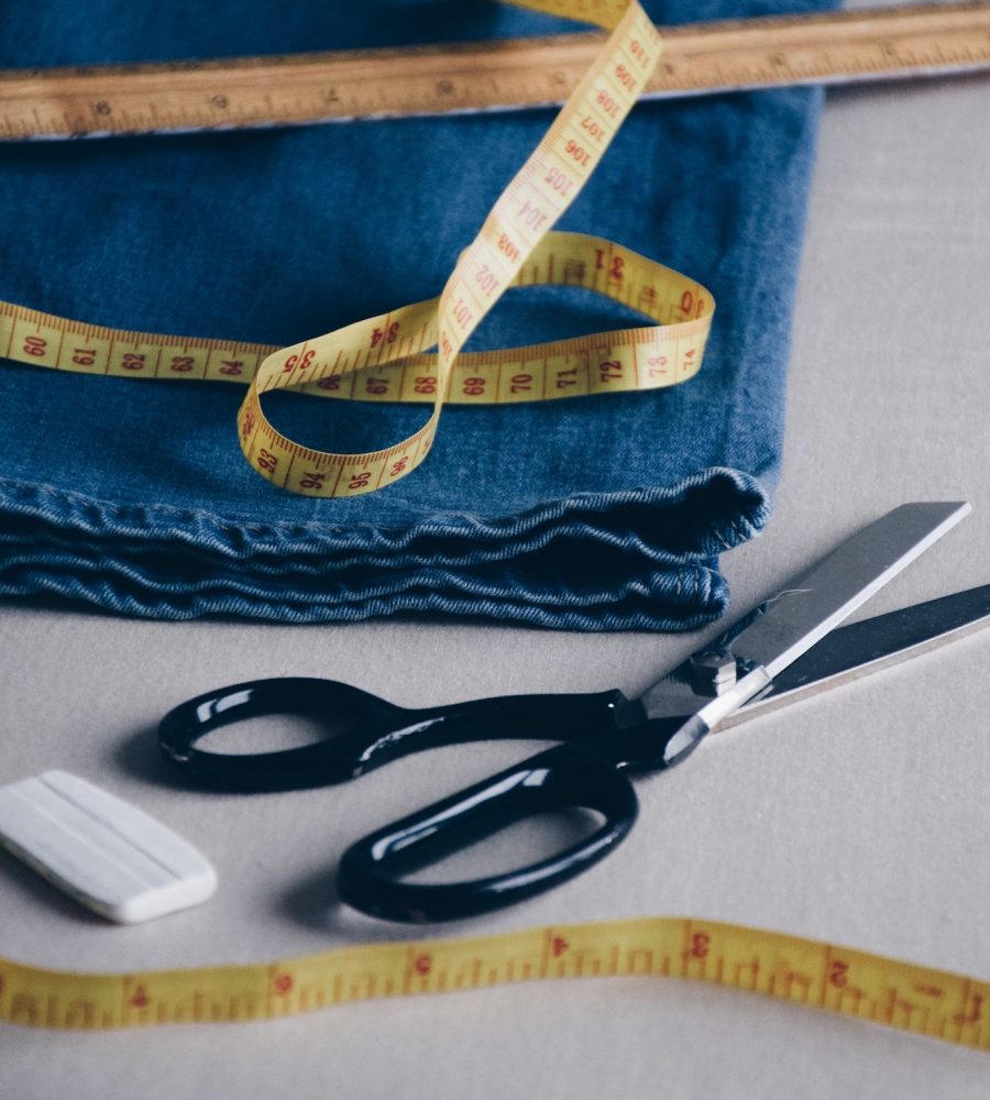 Jeans to be hemmed and sewing supplies